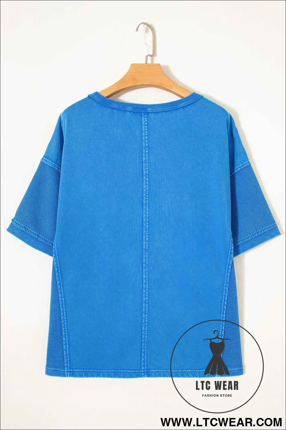 Blue Mineral Wash Star Mesh Patchwork Oversize Tee