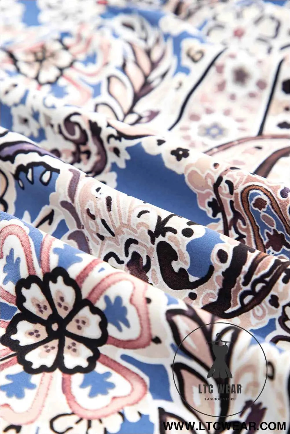 Blue Paisley Print Twist Detail Smocked Back Spaghetti Straps Long Dress