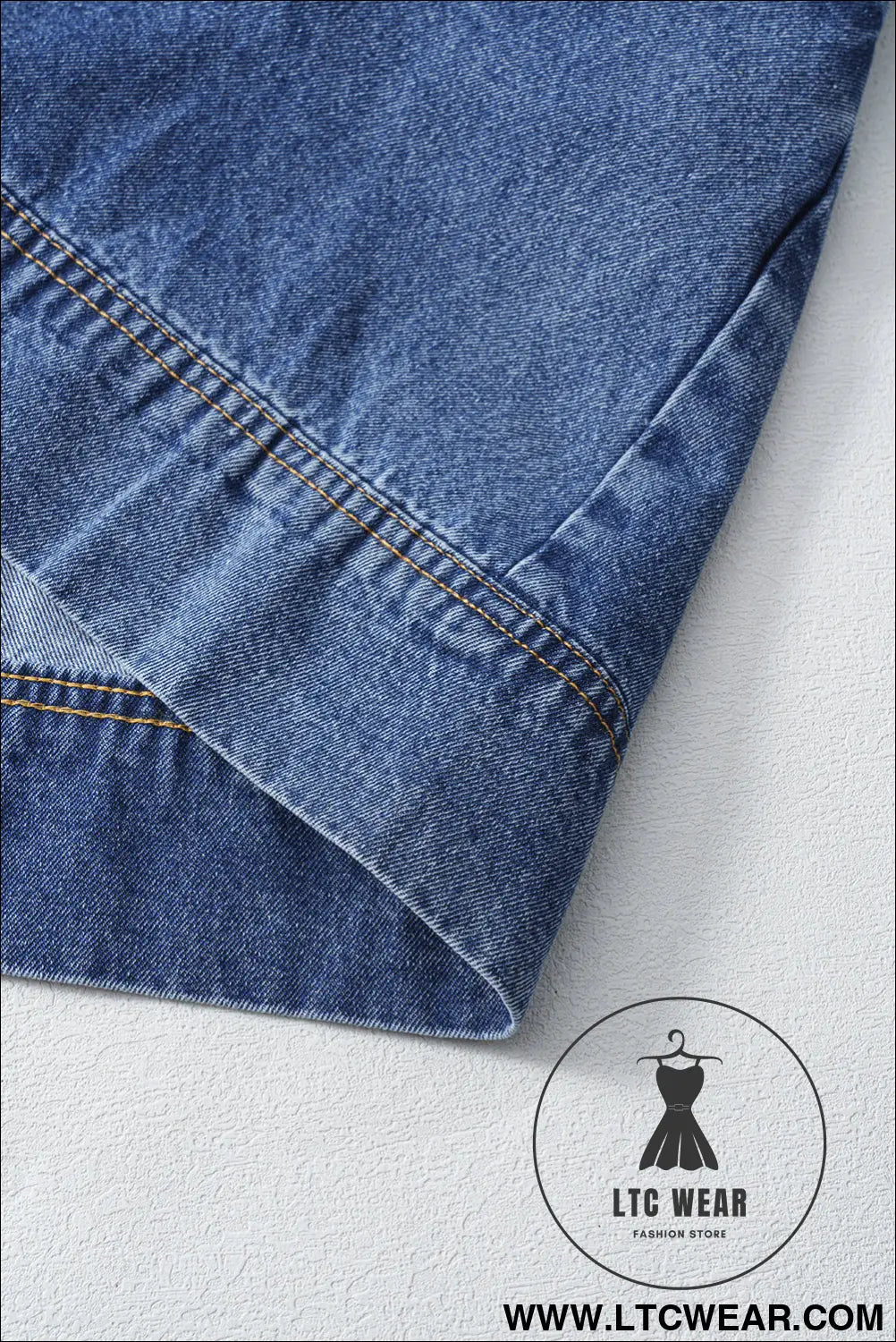 Blue Short Sleeve Collared Patched Pocket Denim Mini Dress - L.T.C Wear Online Fashion Store
