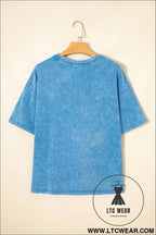 Blue usa star print mineral washed cotton tee - graphic tees