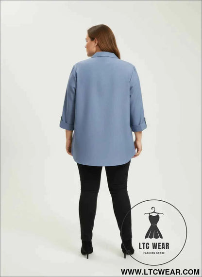 Blush Utility Blouse with Button Front and Roll Sleeve