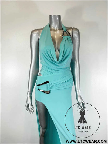 Body Suit Skirt Set Halter Neck Tie