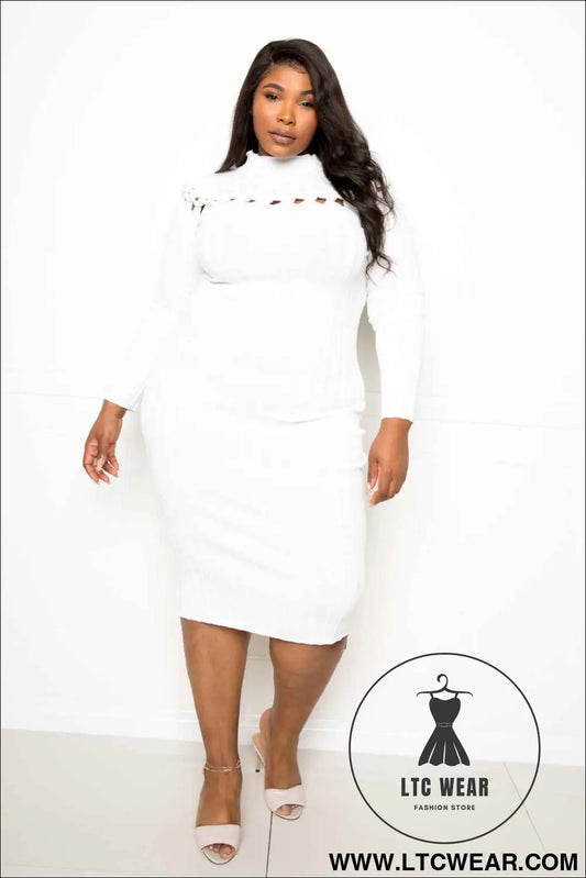 Bodycon Sweater Dress With Knot Detail