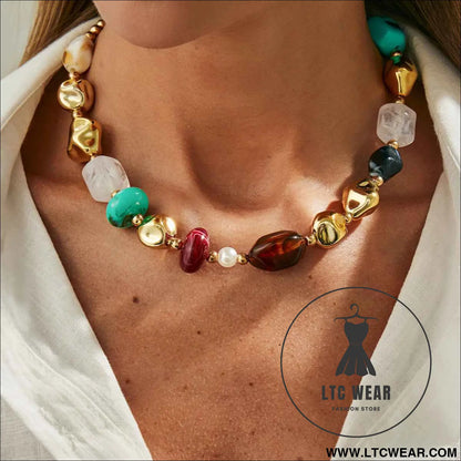 Bohemian Colorful Resin Bead Necklace Collection