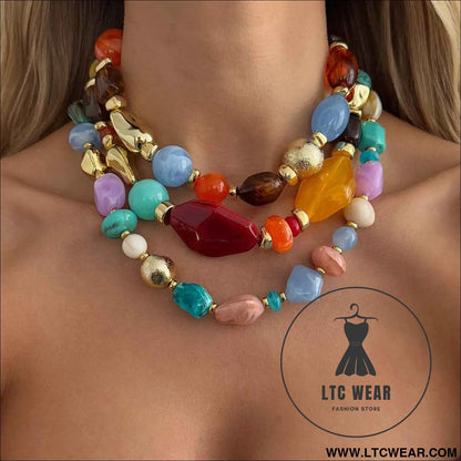 Bohemian Colorful Resin Bead Necklace Collection