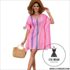 Bohemian vacation style printed sweet dress v-neck kaftan