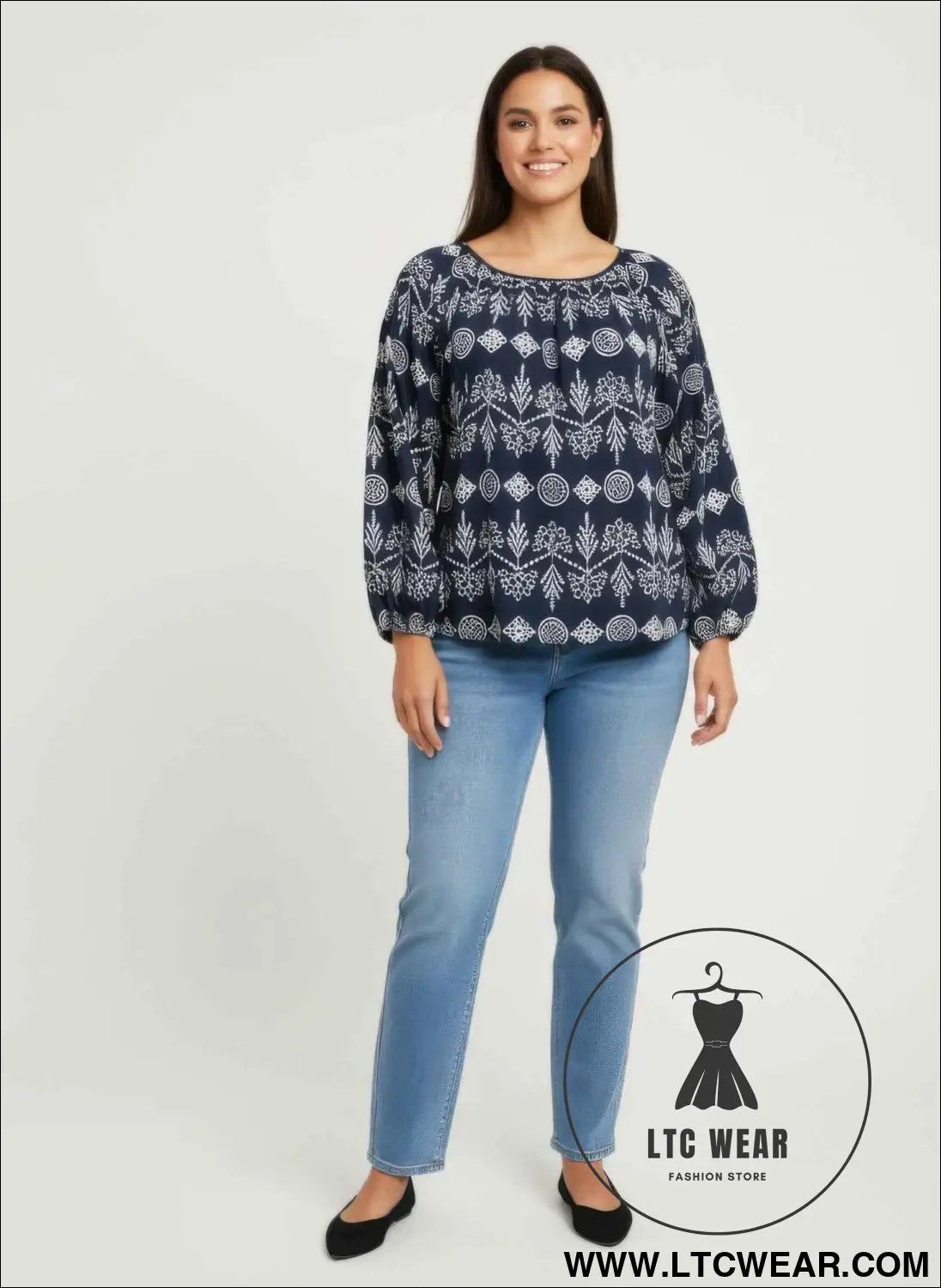 Boho Floral Print Long Sleeve Blouse