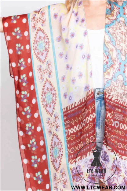 Boho Flower Print Kimono