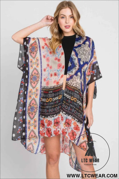 Boho Flower Print Kimono