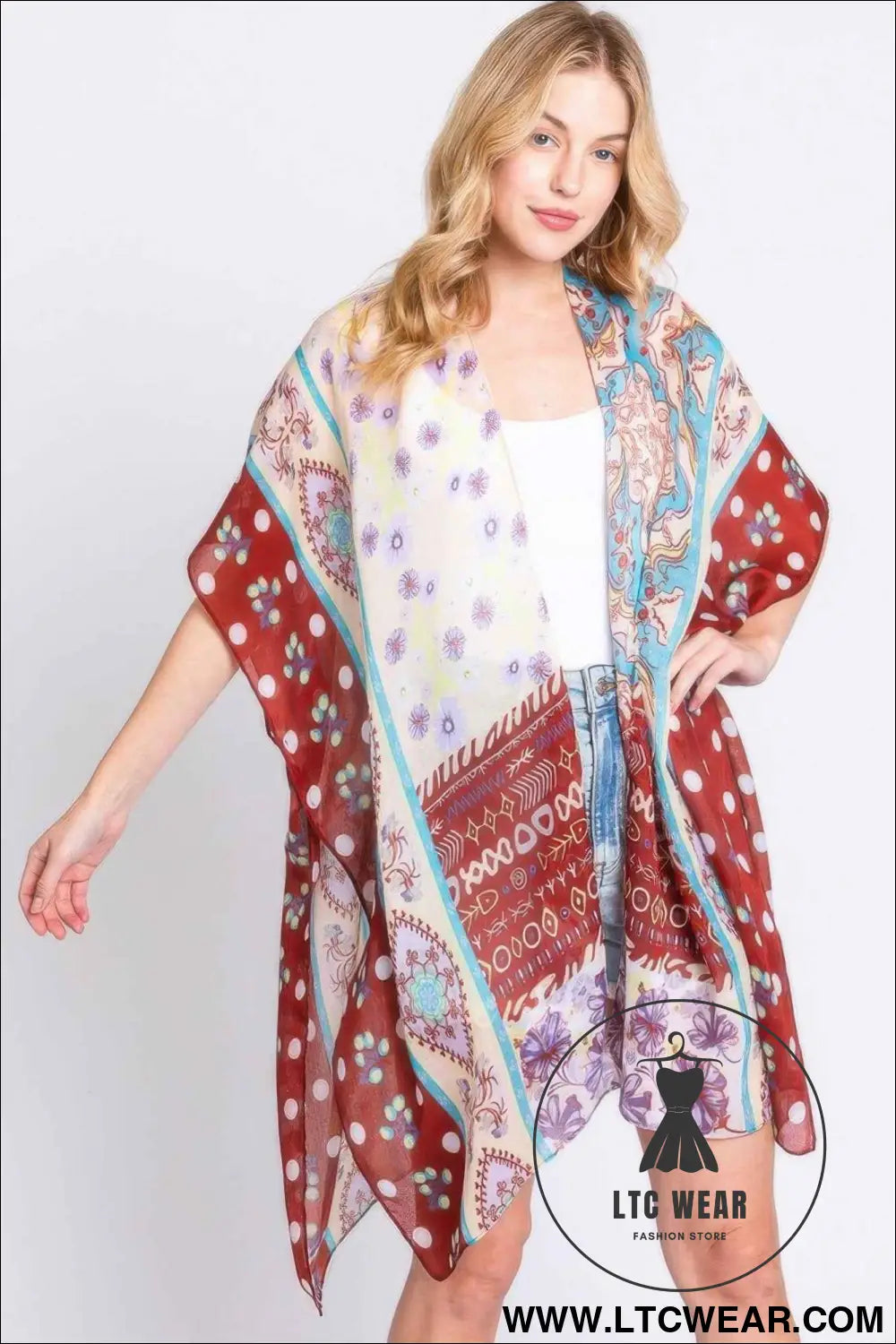 Boho Flower Print Kimono
