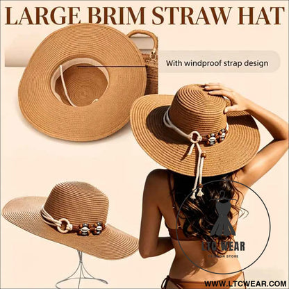 Boho Wide Brim Straw Hat Beach Travel Style