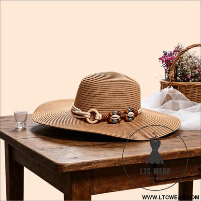 Boho Wide Brim Straw Hat Beach Travel Style