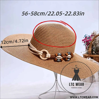 Boho Wide Brim Straw Hat Beach Travel Style