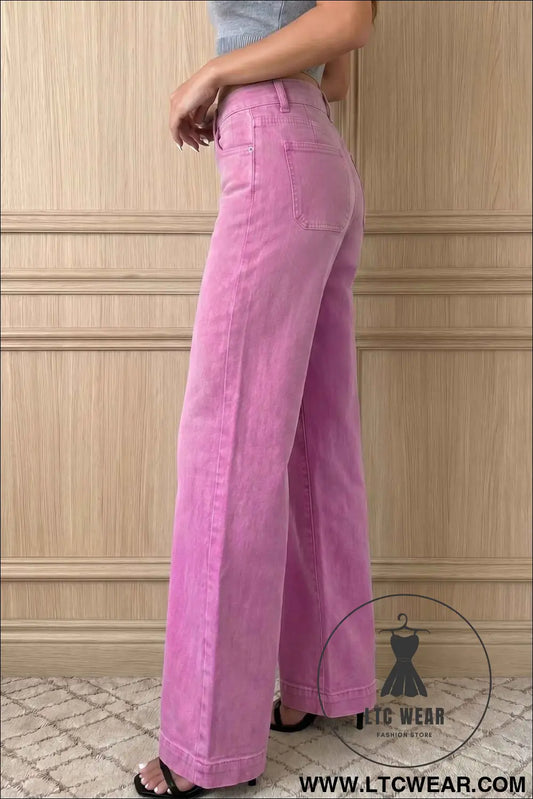 Bonbon 2-Button High Waist Wide Leg Jeans