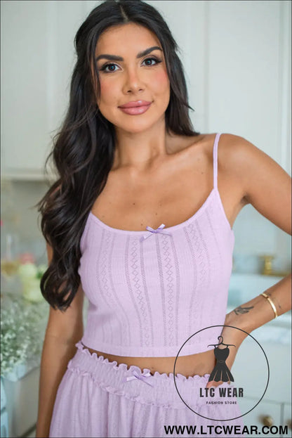 Bonbon Delicate Texture Cropped Cami Shorts and Cardigan 3pcs Lounge Set - L.T.C Wear Online Fashion Store