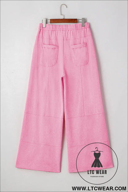 Bonbon mineral wash exposed seam wide leg cargo pants - pants & culotte