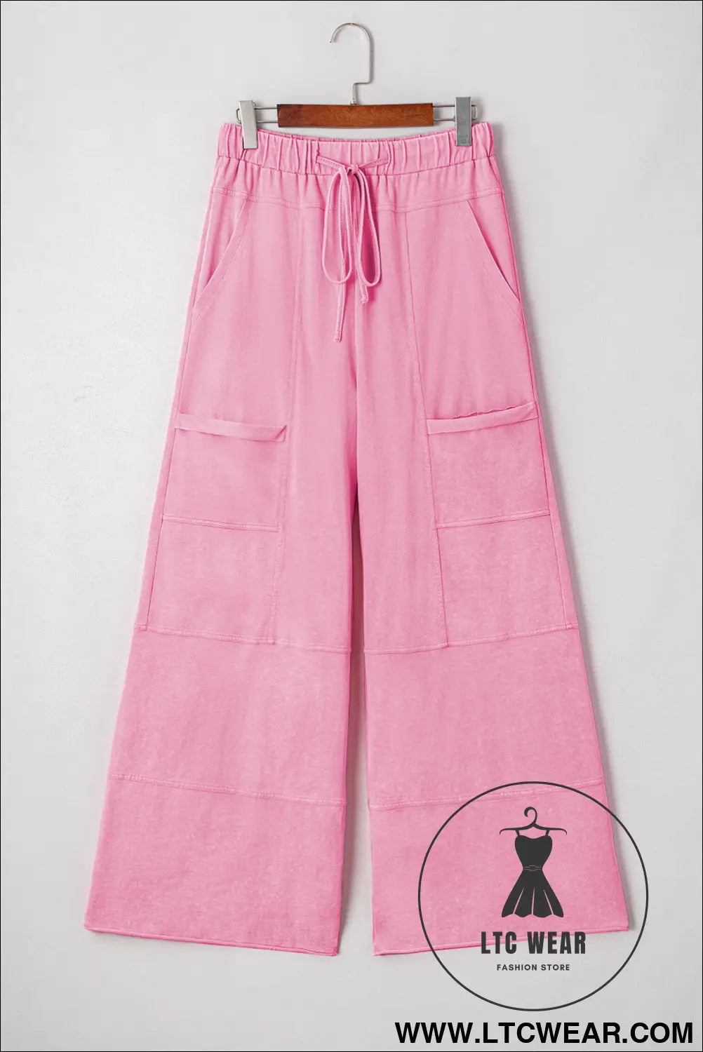 Bonbon mineral wash exposed seam wide leg cargo pants - pants & culotte