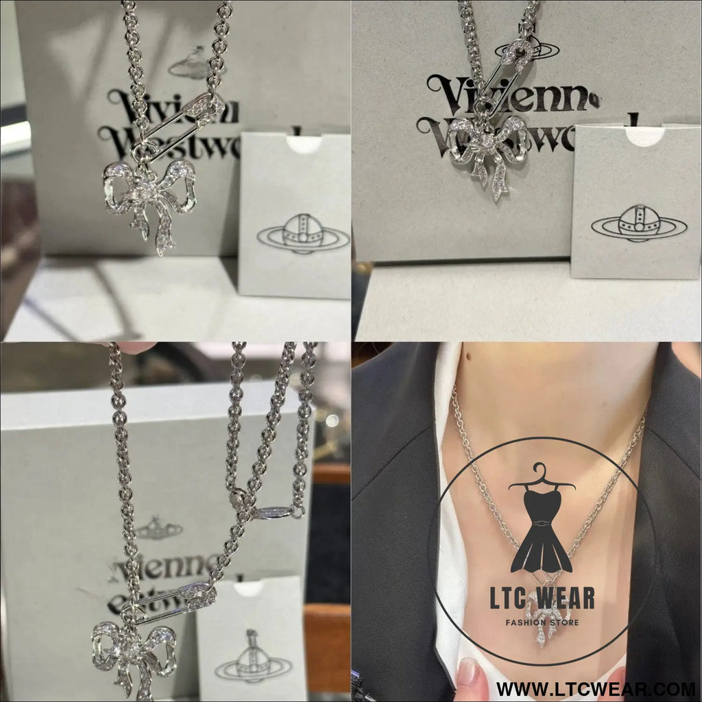 Bow chain necklace and earrings