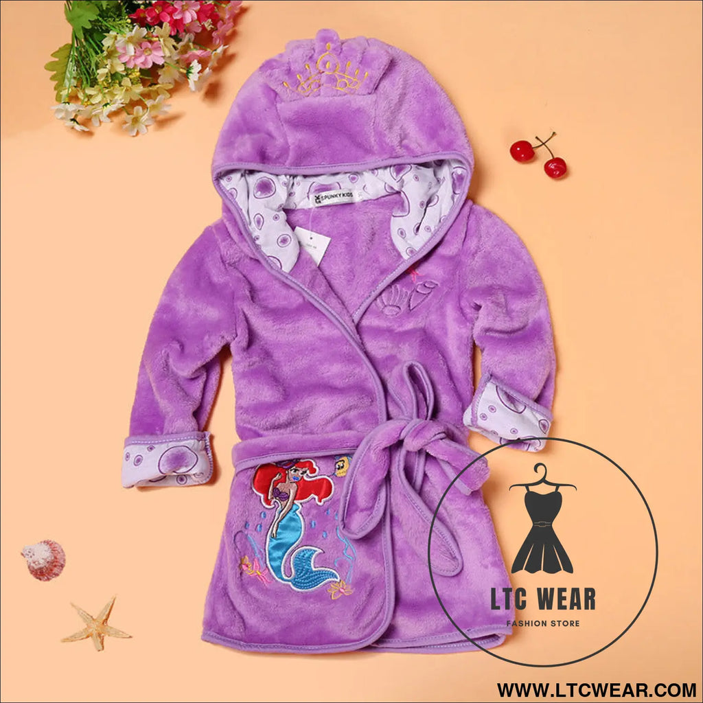 Boys and girls bathrobes children’s cartoon bathrobes multicolor home pajamas - wt3036z mermaid / 90cm