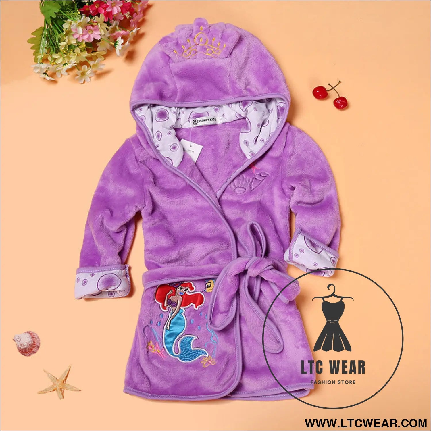 Boys and girls bathrobes children’s cartoon bathrobes multicolor home pajamas - wt3036z mermaid / 90cm