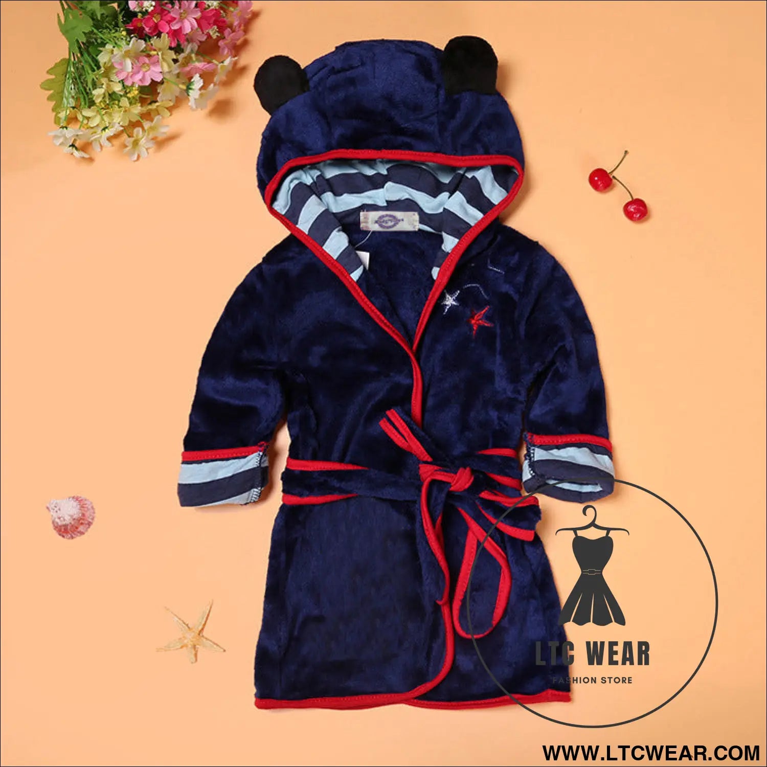 Boys and girls bathrobes children’s cartoon bathrobes multicolor home pajamas - navy blue / 90cm