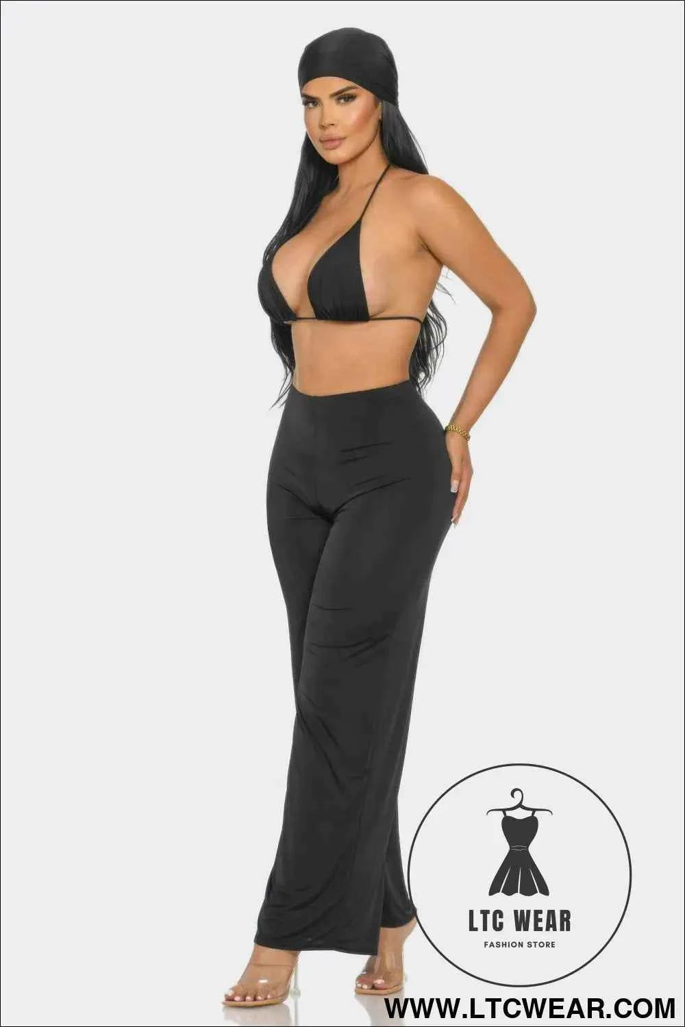 Bra Top And Pants And Bandana Set