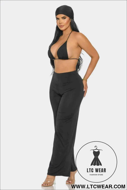 Bra Top And Pants And Bandana Set