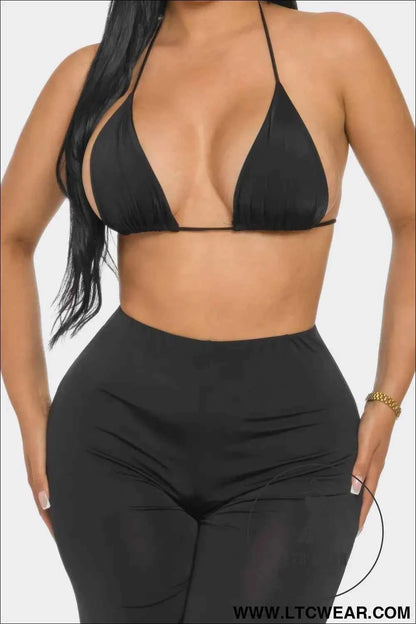 Bra Top And Pants And Bandana Set