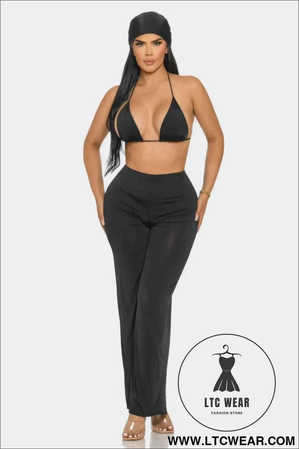 Bra Top And Pants And Bandana Set