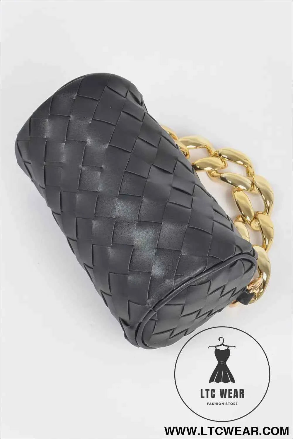 Braided Crossbody Bag W/oversized Chain