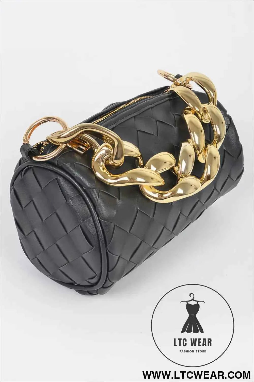 Braided Crossbody Bag W/oversized Chain