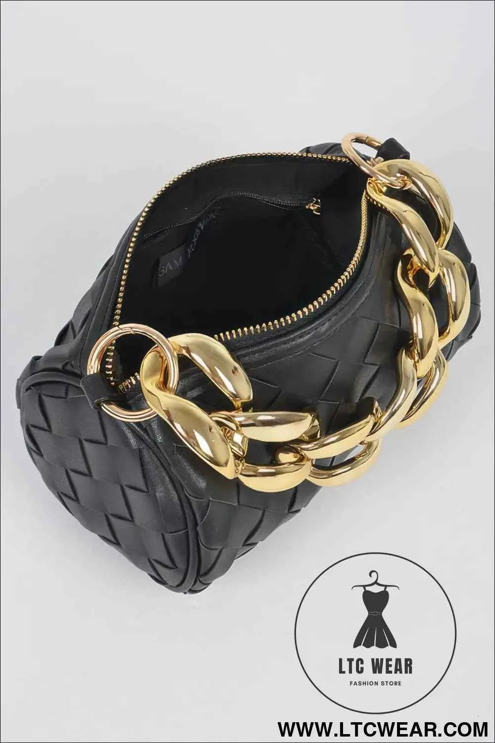 Braided Crossbody Bag W/oversized Chain