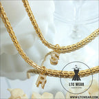 Brass inlaid zircon letter pendant necklace