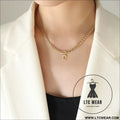 Brass inlaid zircon letter pendant necklace - style c / one size