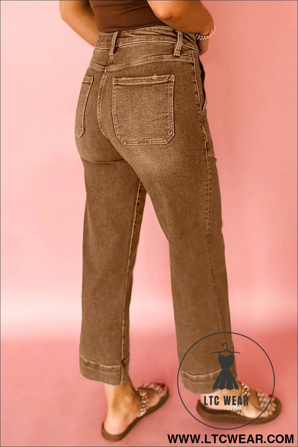 Breen cropped high rise wide leg jeans - jeans