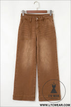 Breen cropped high rise wide leg jeans - jeans