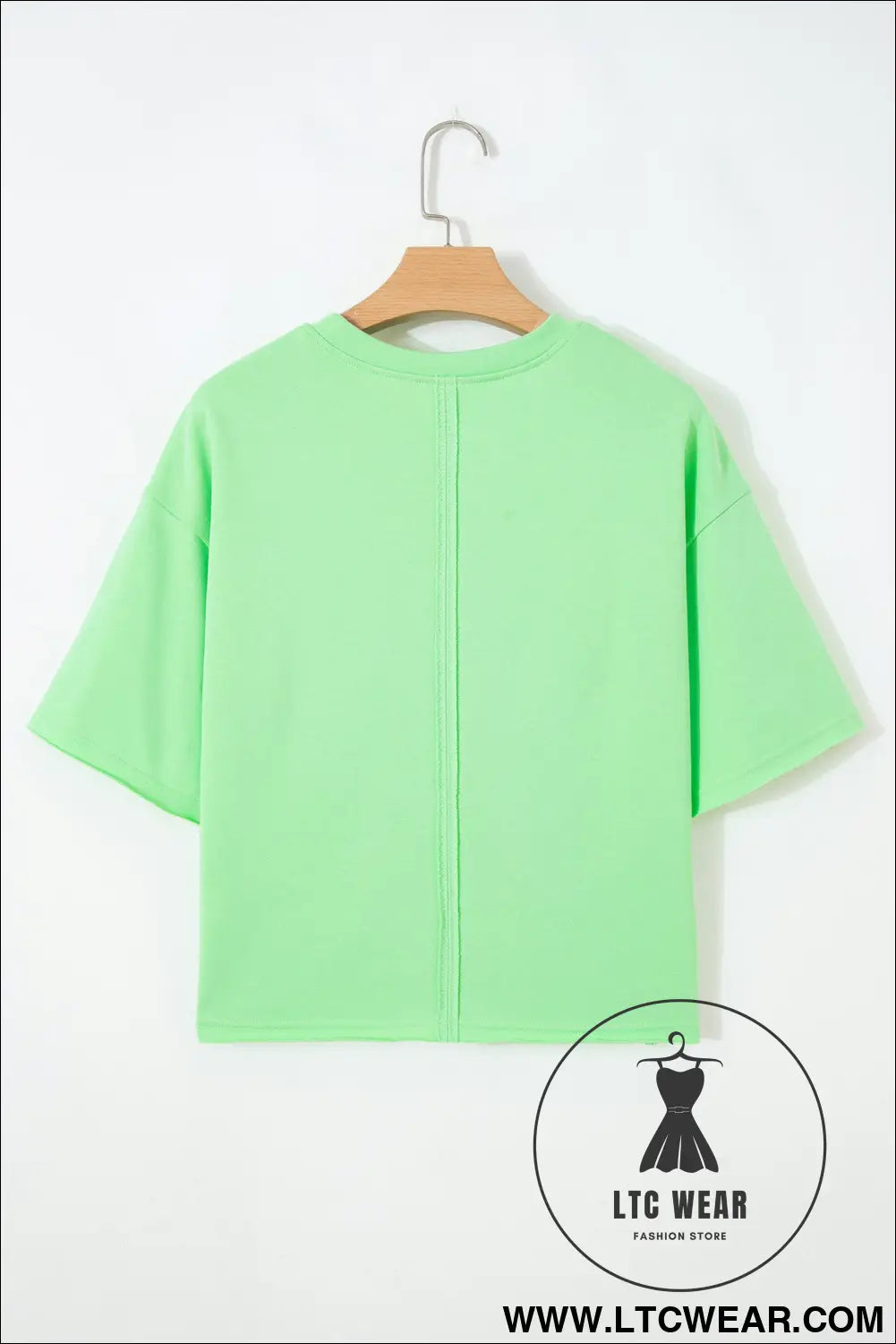 Bright green crab embroidered patch loose round neck tee - tops & tees