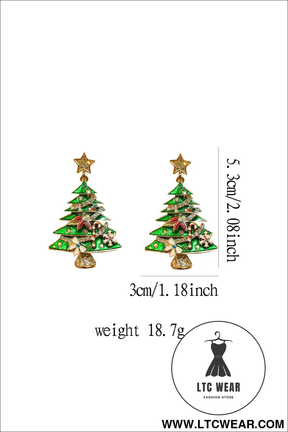 Bright green rhinestone christmas tree drop earrings - bright green / one size / 100% alloy - jewelry