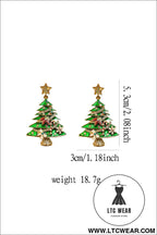 Bright green rhinestone christmas tree drop earrings - bright green / one size / 100% alloy - jewelry