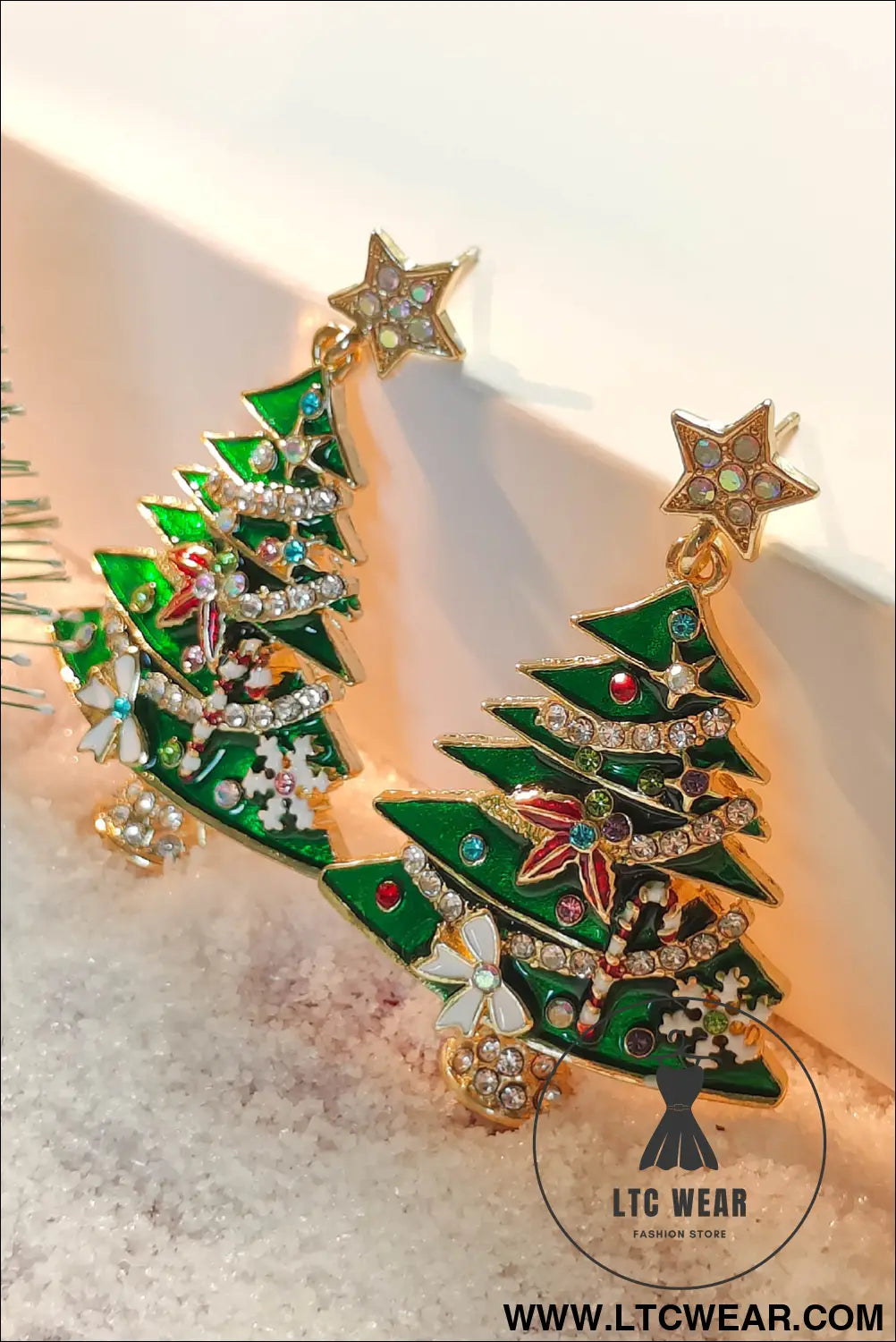 Bright green rhinestone christmas tree drop earrings - bright green / one size / 100% alloy - jewelry