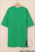 Lucky Rhinestone Oversized T Shirt Dress with Poker Cards Graphic