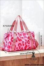Bright pink leopard print luggage tote bag - bright pink / one size / 95% pu + 5% alloy - handbags