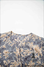 Brown Floral Print Smocked High Waist Long Sleeve Maxi Dress