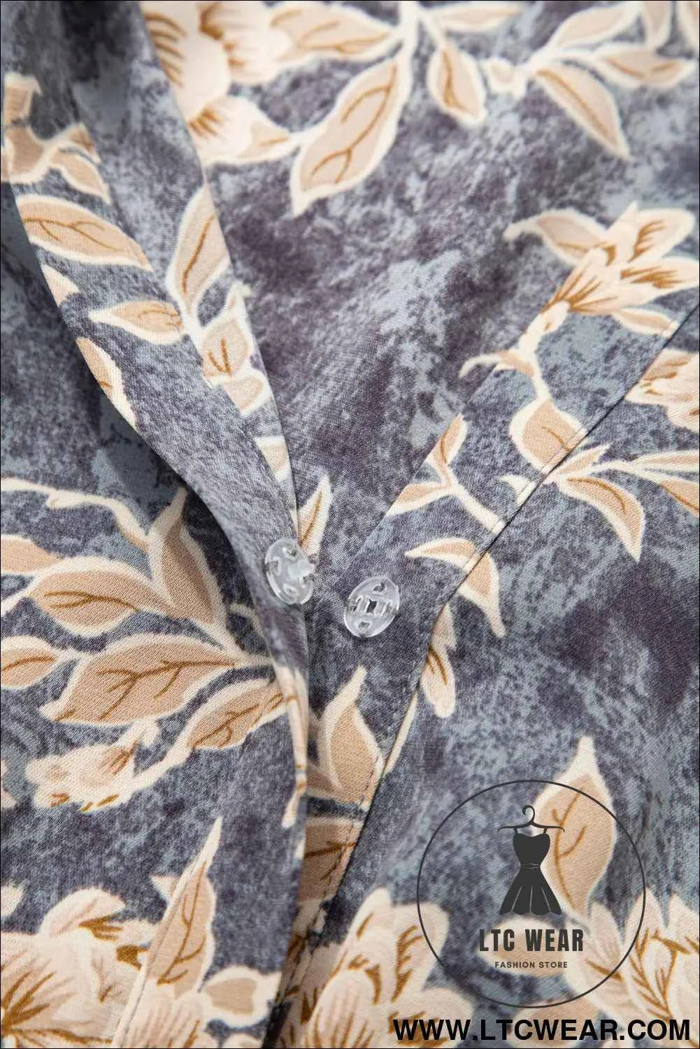 Brown Floral Print Smocked High Waist Long Sleeve Maxi Dress