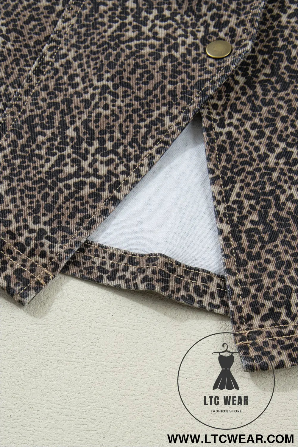 Brown leopard print slim denim vest - vests