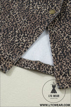 Brown leopard print slim denim vest - vests