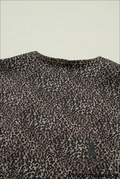 Brown leopard print slim denim vest - vests