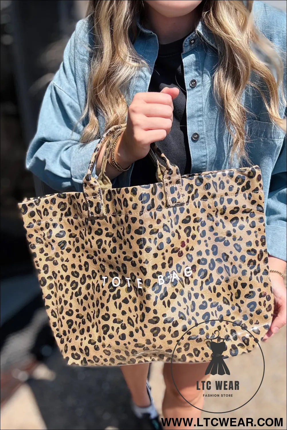 Brown leopard pu leather water proof tote bag - brown / one size / 95% pu + 5% alloy - handbags