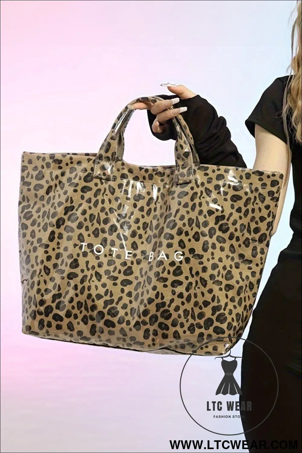 Brown leopard pu leather water proof tote bag - brown / one size / 95% pu + 5% alloy - handbags