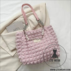 Bubble textured tote bag - blush pink / one size